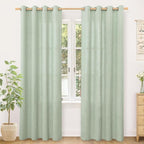 YoungsTex Sage Green Linen Curtains 80 Inches Long by YoungsTex