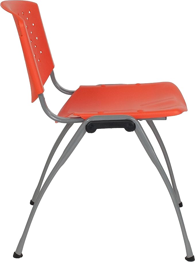 Flash Furniture HERCULES -5 Pack 880 lb. Capacity Orange Plastic Stack Chair | - Image 9