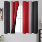 Red and Black Ombre Blackout Bedroom Curtains 54 Inch Long | Room Darkening by ESTELARTEXTILER
