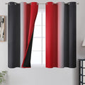 Red and Black Ombre Blackout Bedroom Curtains 45 Inch Long | Room Darkening by ESTELARTEXTILER