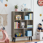 LEYAOYAO Cube Bookshelf 3 Tier Mid-Century Retro Grey Modern Bookcase - Image 5