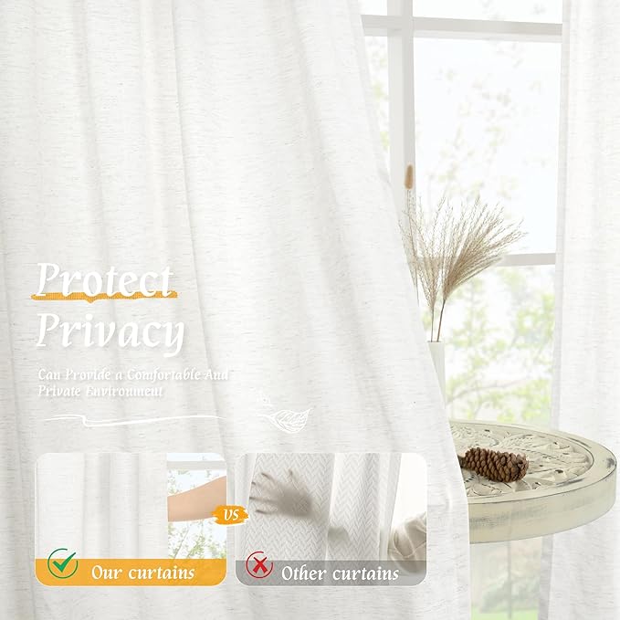 Natural Ivory White Linen Curtains - Image 5