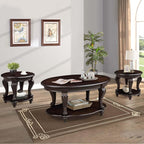 Oval Wood Coffee Table for Living Room, 2-Tier Solid Wood Coffee Table - Image 7
