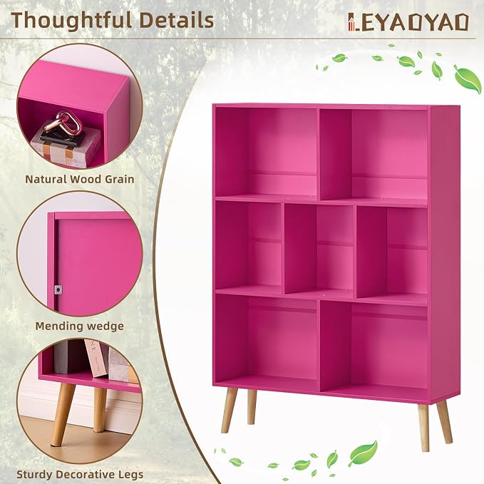LEYAOYAO 7 Cube Bookshelf, 3 Tier Book Shelf - Image 5