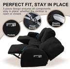 5-Piece Recliner Sofa Covers, Stretch Geometric Strokes Jacquard Recliner Sofa - Image 4