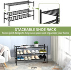 ROMGUAR CRAFT 3-Tier Bamboo Long Shoe Rack, Free Standing Wood Shoe Shelf - Image 6