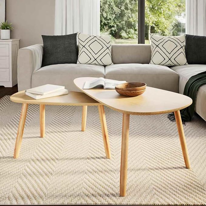 Gecheer Scandinavian Style Solid Pine Wood Coffee Tables - Image 3
