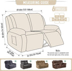 TAOCOCO Recliner Loveseat Slipcover, 6 Pieces Dual Recliner Sofa Covers - Image 6