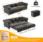 89" Velvet Pull Out Sofa Bed - Image 2