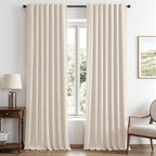MIULEE 100% Blackout Linen Curtains 42 x 96 Inch Cream Beige 2 Panels | Thermal by MIULEE
