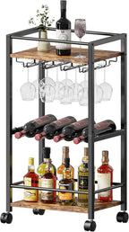 Bar Cart, Home Bar Serving Cart, Mobile Kitchen Carts by VANTIMO