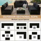 KIGOTY 7-Piece Patio Furniture Set, All-Weather PE Rattan Outdoor Sectional Sofa - Image 4