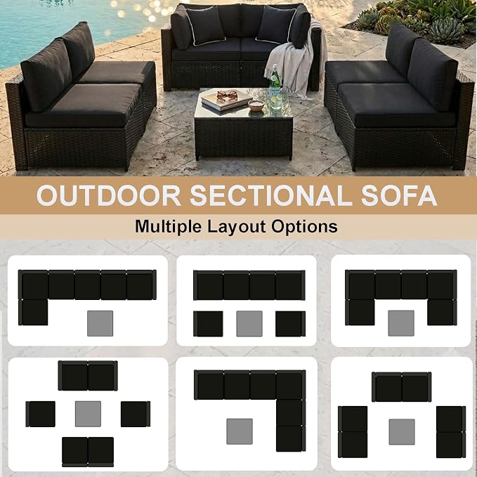 KIGOTY 7-Piece Patio Furniture Set, All-Weather PE Rattan Outdoor Sectional Sofa - Image 4