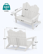 SERWALL Folding Adirondack Bench, HDPE All-Weather Adirondack Loveseat - Image 3