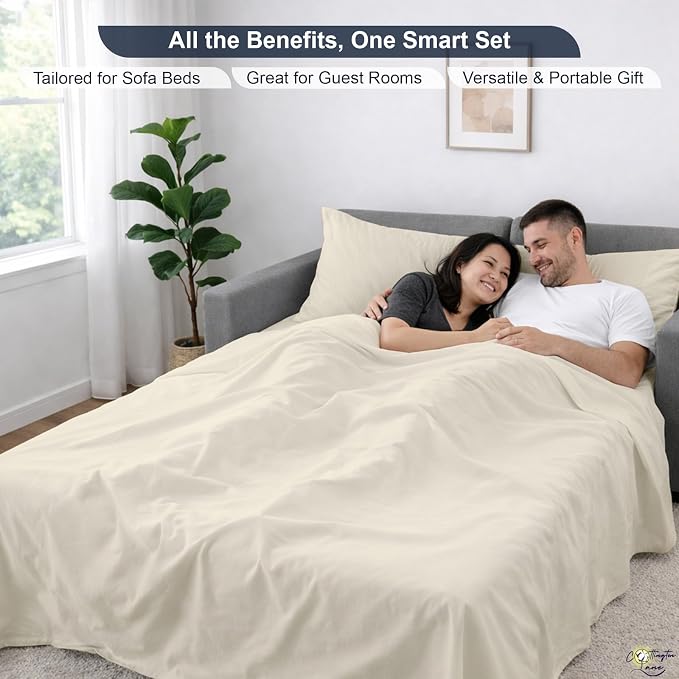 Cottington Lane Sleeper Sofa Sheets Full Size, 4 Piece Premium Quality 100% - Image 6