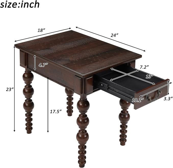Retro Wooden Side End Table Vintage Nightstand Bedside Table - Image 2
