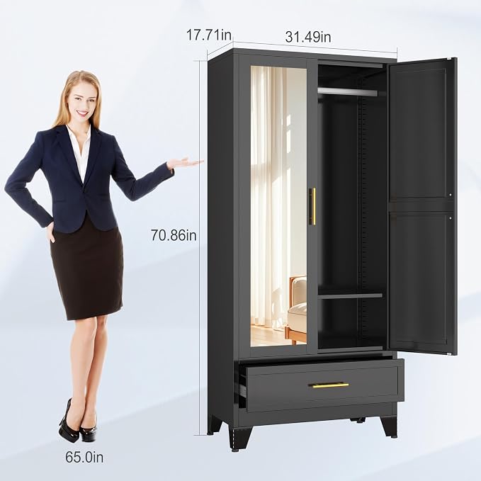 erosoei 71" H Metal Armoire Wardrobe Closet - Image 2