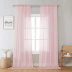 Blush Pink Sheer Curtains 96 Inches Long 2 Panels, Modern Airy Voile Solid by Lecloud