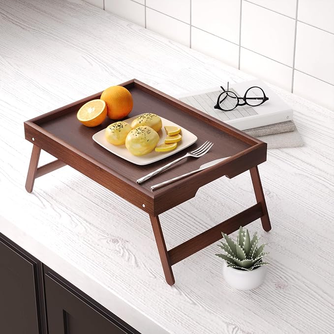 Fibogollo 2 Pack Bamboo Bed Tray Table - Image 6