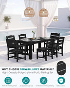 SERWALL Outdoor Dining Table Set, 67‘’ HDPE Patio Dining Set - Image 2