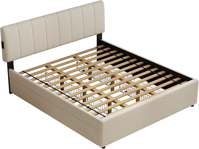 King Size Upholstered Platform Bed - Image 10