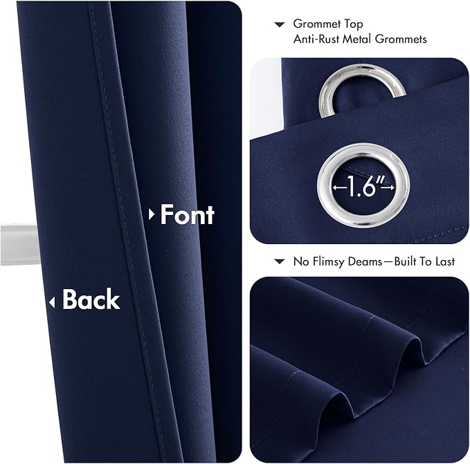 MIULEE Blackout Curtains for Bedroom 2 Panels 40 x 96 Inch Long Navy Blue | - Image 4