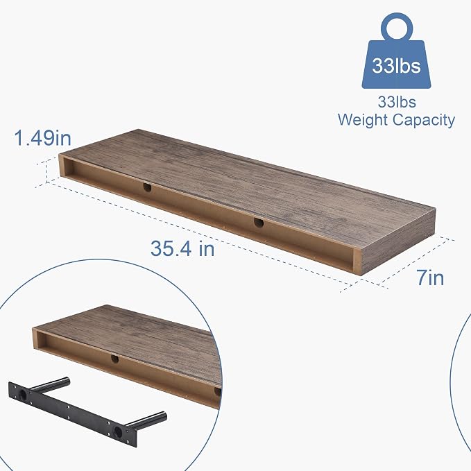 Floating Shelves for Wall, Bathroom Shelves Over Toilet, Wall Shelves & Book - Image 3