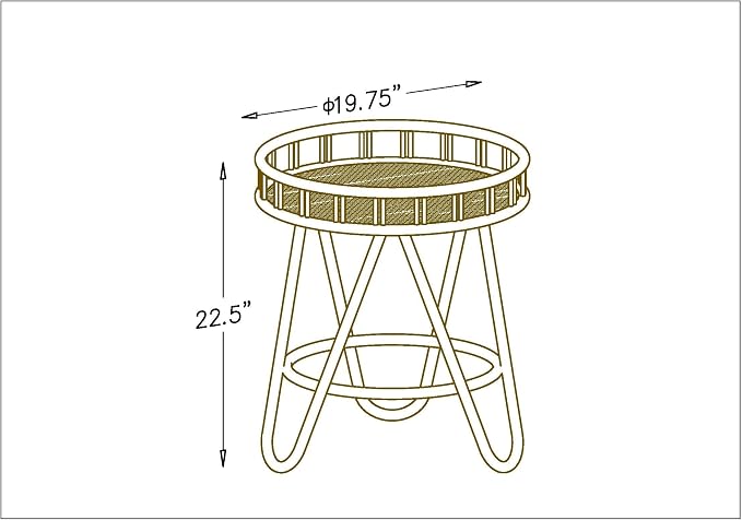 FINECASA Rattan Side Table - Image 2
