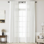 Linen Off White Curtains 132 inch Extra Long by Nanspring