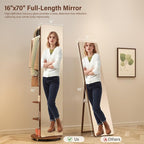 Muwuele Solid Wood Full Length Mirror Coat Rack, Floor Mirror - Image 5