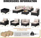 JOYURE 8 Pieces Patio Furniture Set All-Weather Outdoor Wicker Sectional - Image 3