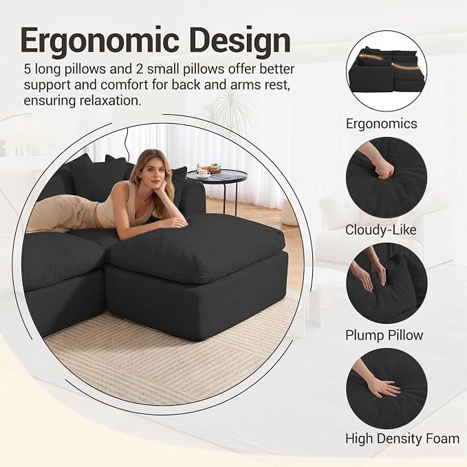 Modular Cloud Couch Sectional, Boneless Sofa - Image 6