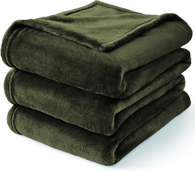 BEDELITE Fleece Blanket Soft Plush Twin Size Blanket Olive Green 60"x80" | - Image 9