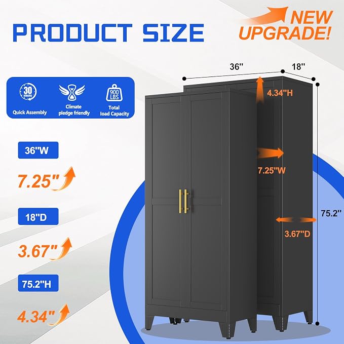 GAIOUS 75.2" Tall Metal Storage Cabinet - Image 2