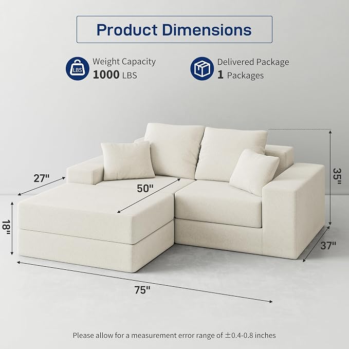 Cloud Modular Sectional Sofa, Comfy Boneless Couch - Image 3