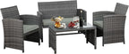 JAMFLY 4 Piece Outdoor Patio Furniture Set, Outdoor Wicker Rattan Chairs by JAMFLY