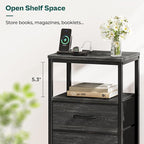 Huuger Nightstand with Charging Station, 27.6 Inch End Table Bedside Table with - Image 7