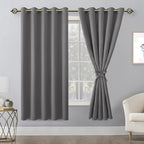 Grommet Blackout Curtains for Bedroom, 60 x 72 Inches, Light Grey | Thermal - Image 7