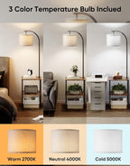 PARTPHONER Floor Lamp with Table, Night Stand with Lamp, Narrow Side Table with - Image 3
