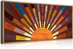 IARTTOP Extra Large Wood Sun Framed Wall Art 20x40 Inch Boho Sunrise 3D by IARTTOP
