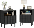 UEV Mid Century Modern Fluted Nightstand Set of 2, 2 Drawers End Table by YourHomeExcellentVendor