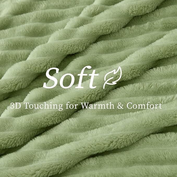 BEDELITE Ribbed Twin Blanket for Couch & Bed, Sage Green, Warm Yet Lightweight - Image 4