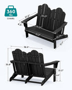 SERWALL Folding Adirondack Bench, HDPE All-Weather Adirondack Loveseat Set of 2 - Image 3