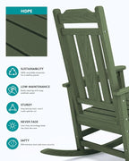 SERWALL Oversized Rocking Chair Outdoor, HDPE Outdoor Rocking Chair - Image 7