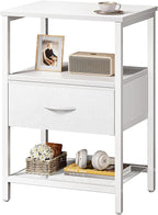 Huuger Night Stand with Fabric Drawer, Side Table with Mesh Shelf, Bedroom by Huuger