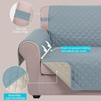 U-NICE HOME Reversible 23''Recliner Small Chair Cover, Light Blue/Beige | - Image 3