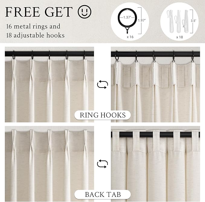 Pinch Pleated 92 Inch Curtains 2 Panels - Image 6