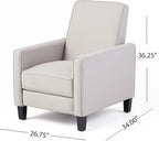 Christopher Knight Home Emmie Fabric Recliner, Light Gray, Dark Brown - Image 3