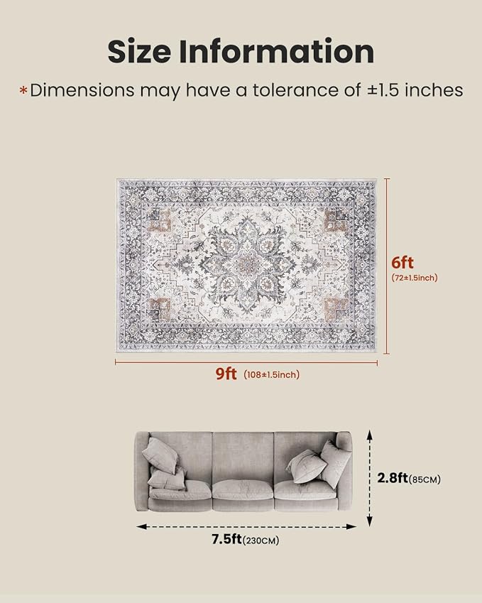 AMADA HOMEFURNISHING 6x9 Area Rugs, Vintage Rugs - Image 2