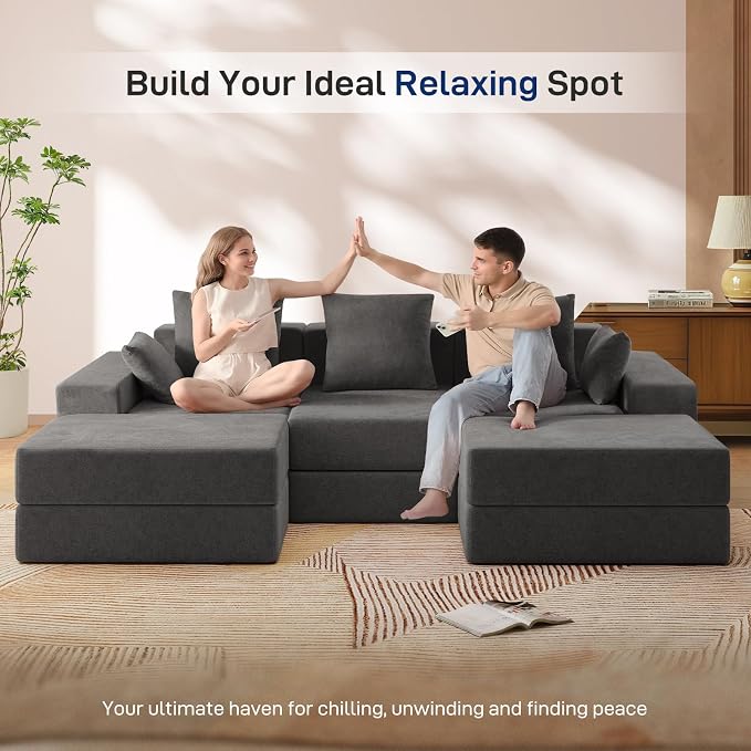 Living&Giving 101" U-Shaped Cloud Sectional Couch - Image 3